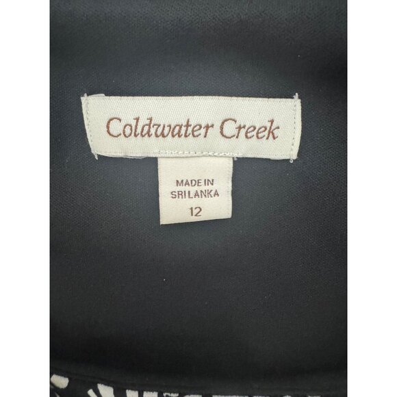 Coldwater Creek Black & White Print Ruched Sheath‎ Dress Size 12 Sleeveless - Picture 4 of 7